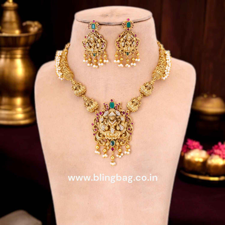 Golden Bhairavyai Hasli Temple Jewellery Set- New Arrival