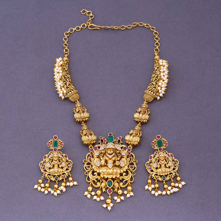 Golden Bhairavyai Hasli Temple Jewellery Set- New Arrival