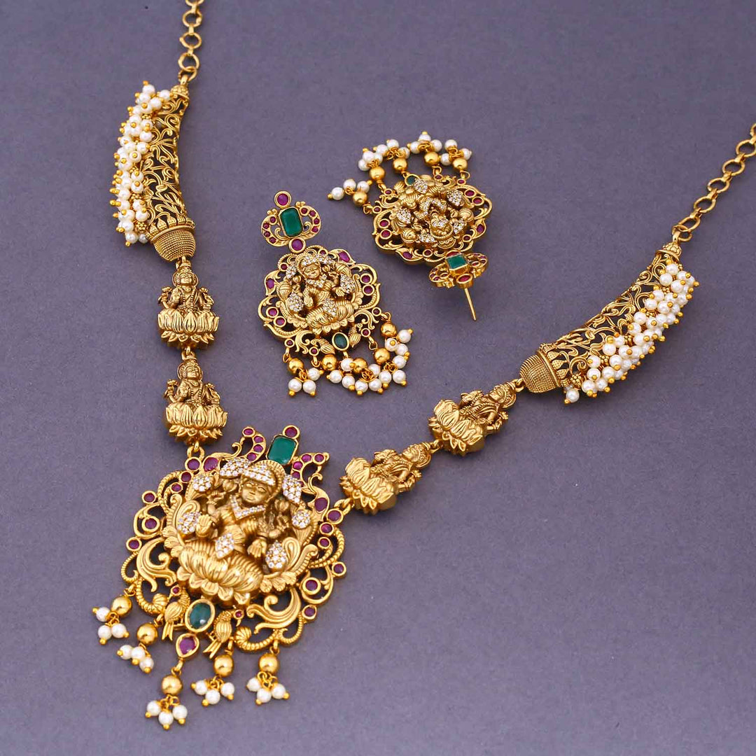 Golden Bhairavyai Hasli Temple Jewellery Set- New Arrival