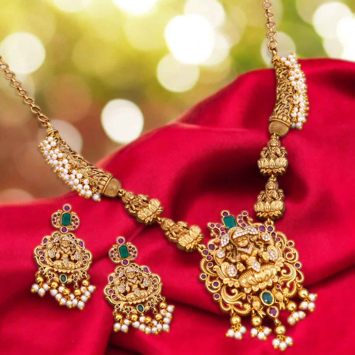 Golden Bhairavyai Hasli Temple Jewellery Set- New Arrival