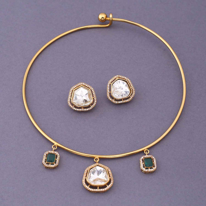 Golden Bhanusri Hasli Antique Jewellery Set - New Arrival