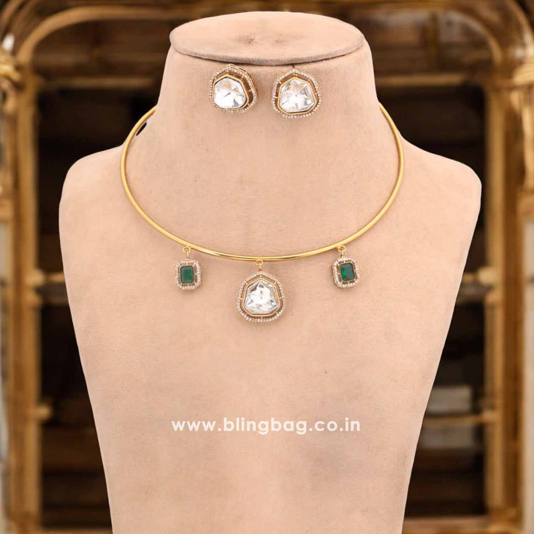 Golden Bhanusri Hasli Antique Jewellery Set - New Arrival