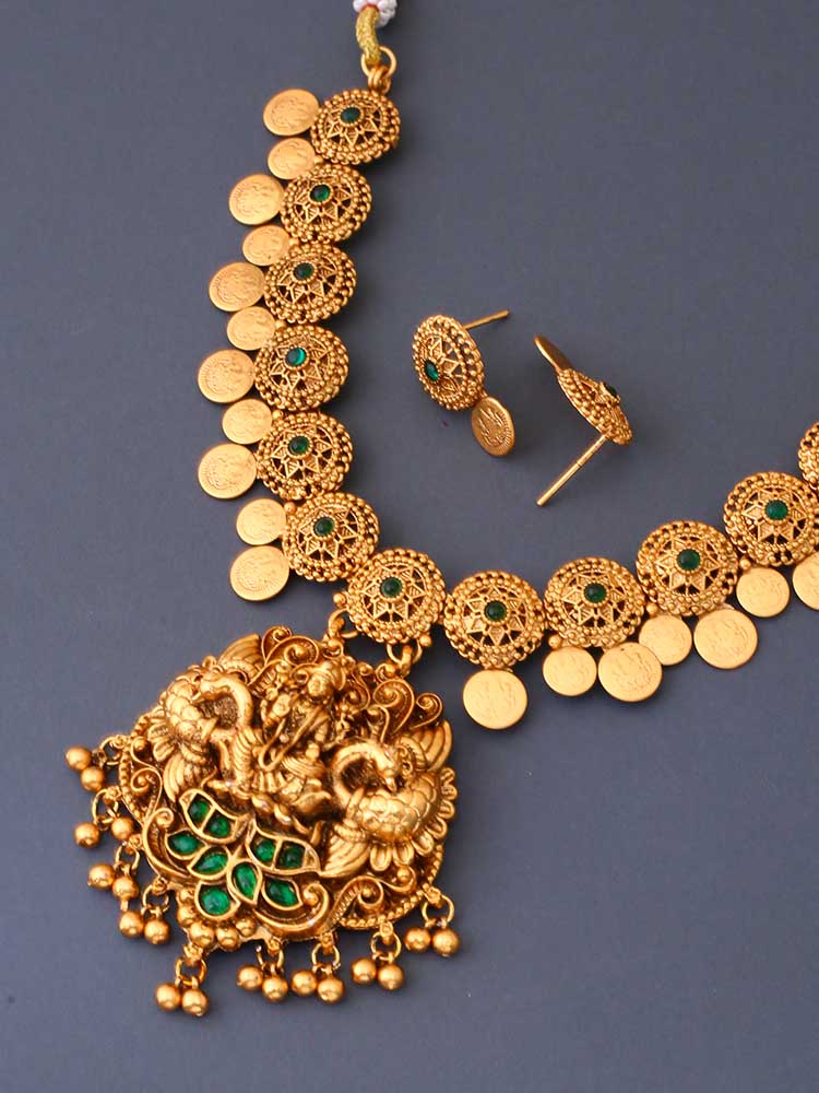 Golden Bhavani Temple Jewellery Set - New Arrival