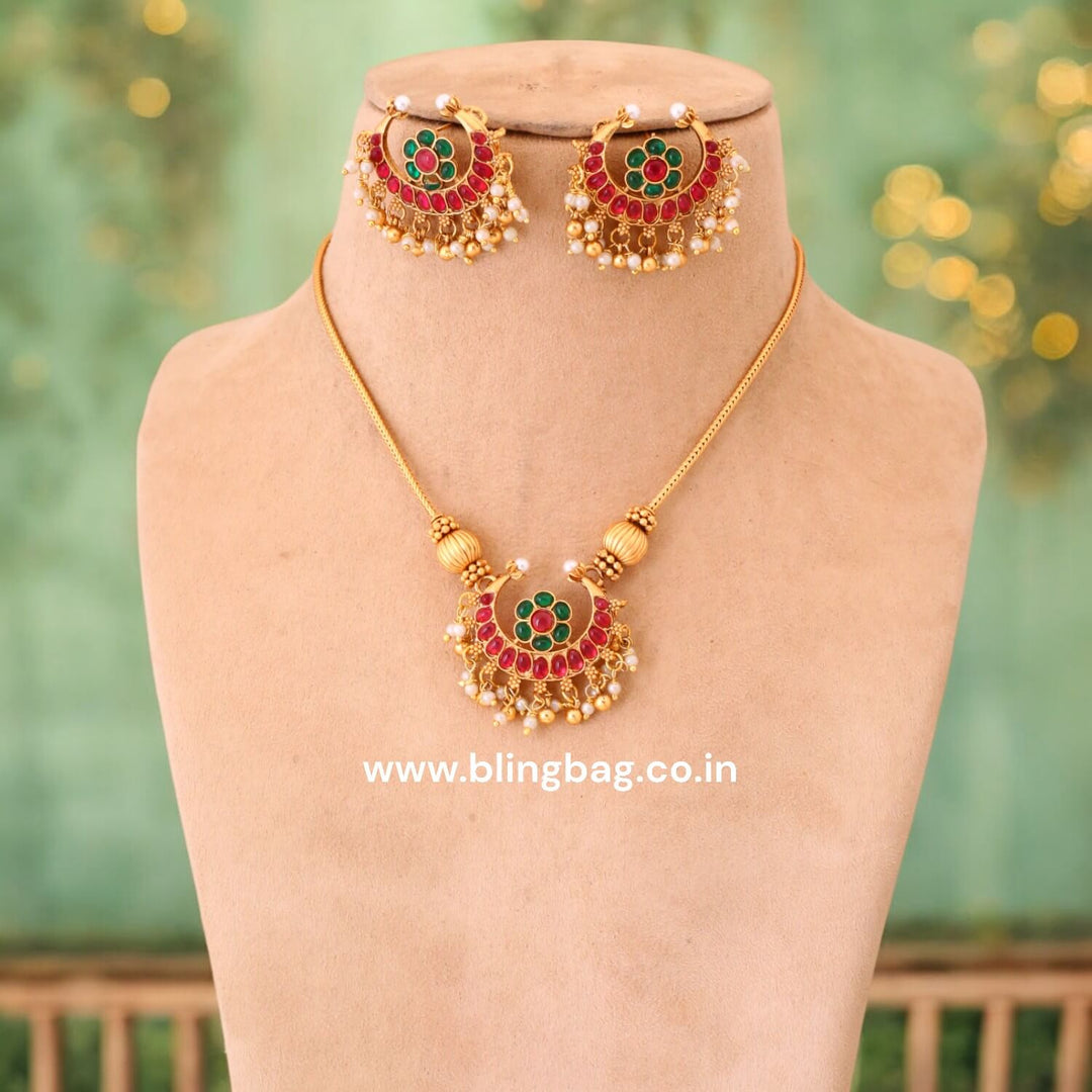 Golden Bhavna Antique Pendant Set - New Arrival