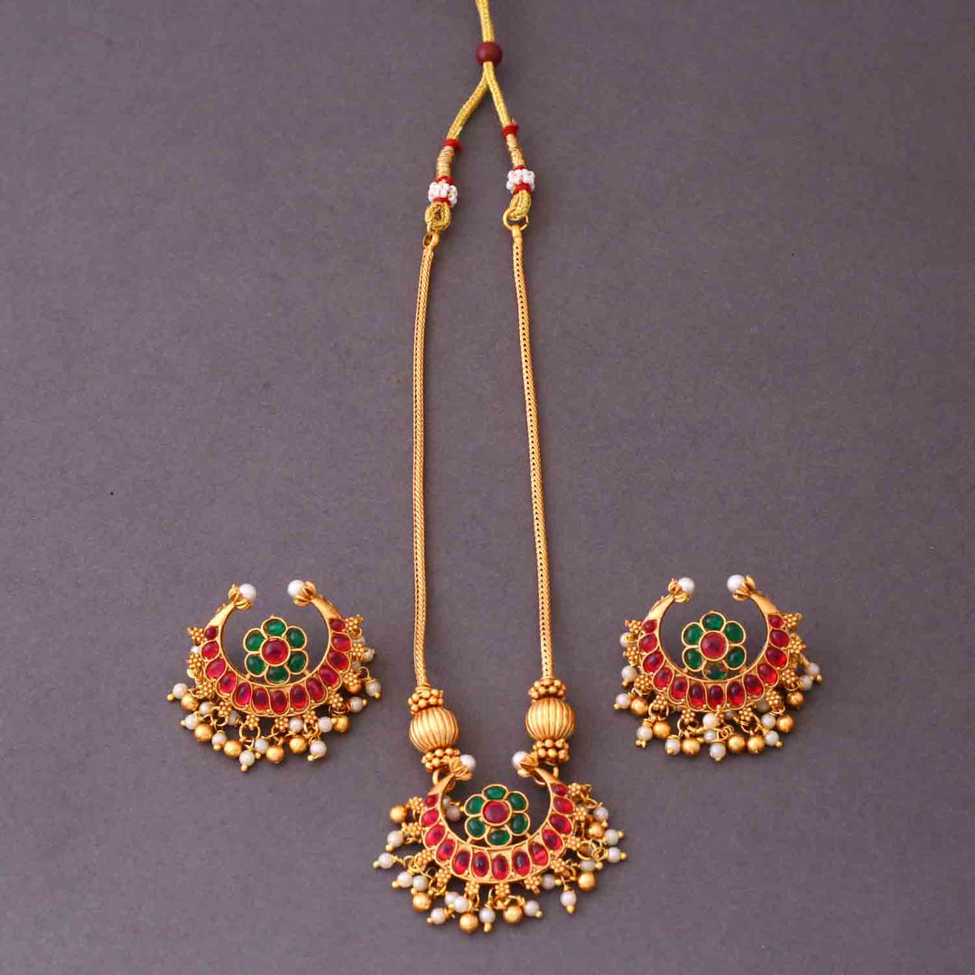 Golden Bhavna Antique Pendant Set - New Arrival