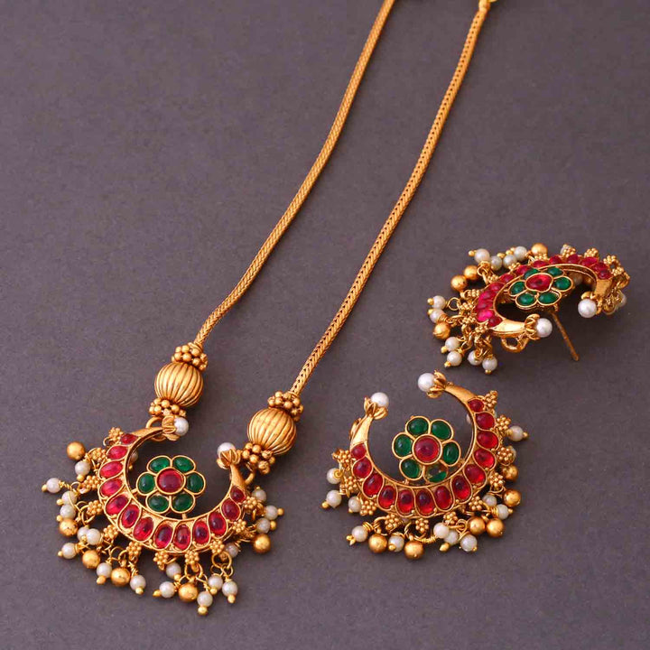 Golden Bhavna Antique Pendant Set - New Arrival