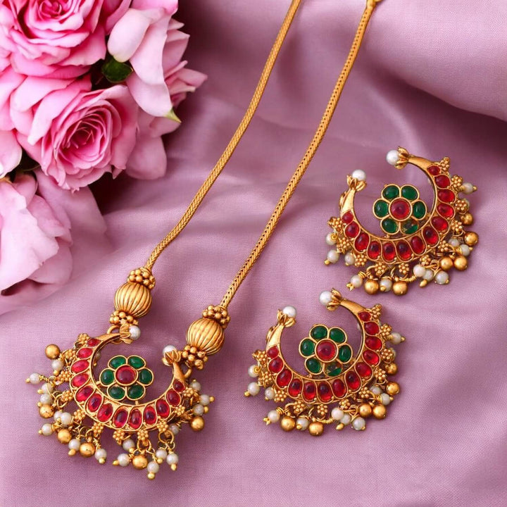 Golden Bhavna Antique Pendant Set - New Arrival