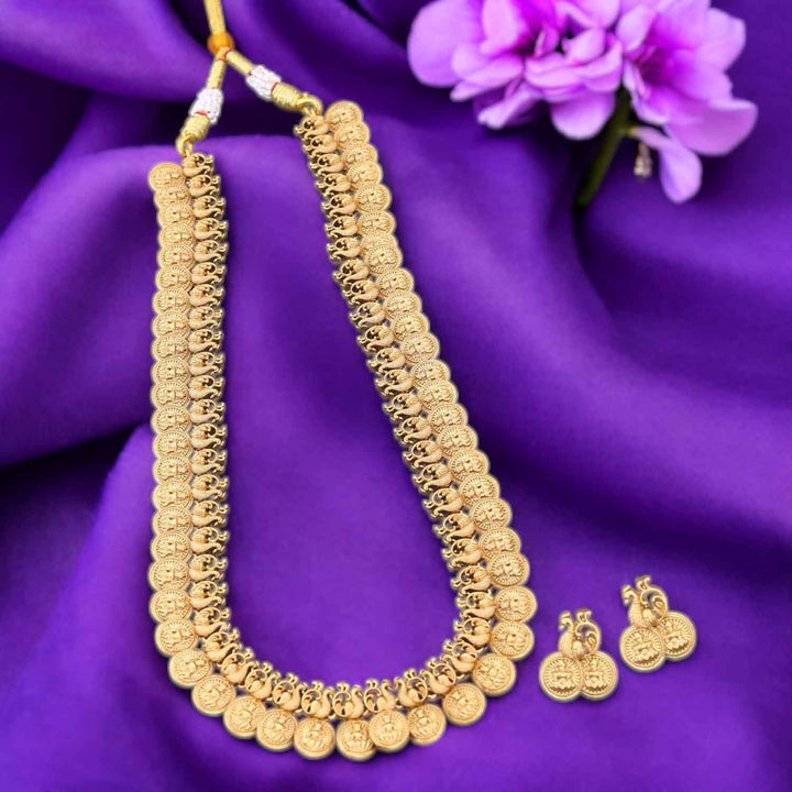 Golden Bhavya Temple Jewellery Set - New Arrival