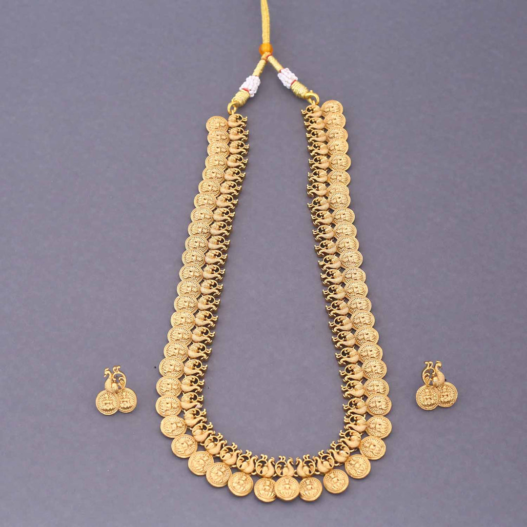 Golden Bhavya Temple Jewellery Set - New Arrival