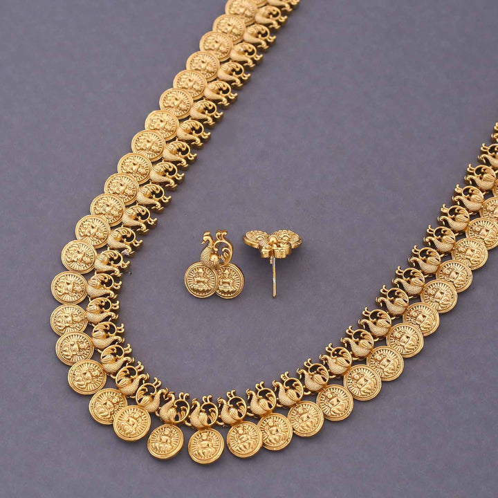Golden Bhavya Temple Jewellery Set - New Arrival