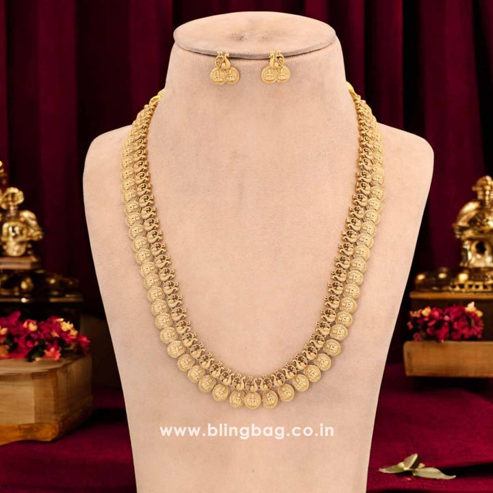 Golden Bhavya Temple Jewellery Set - New Arrival