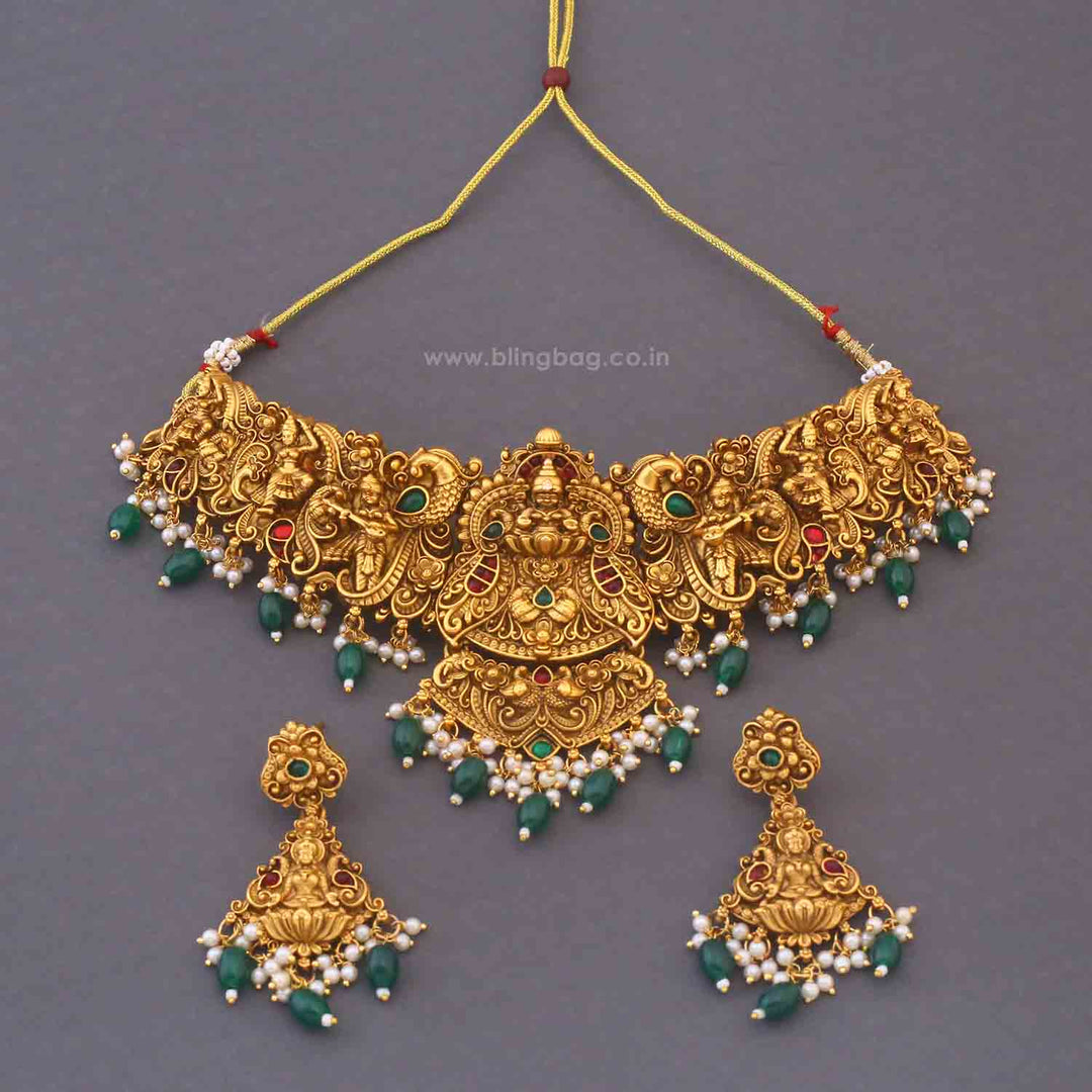 Golden Bhuvaneshwarii Bridal Temple Jewellery Set - New Arrival