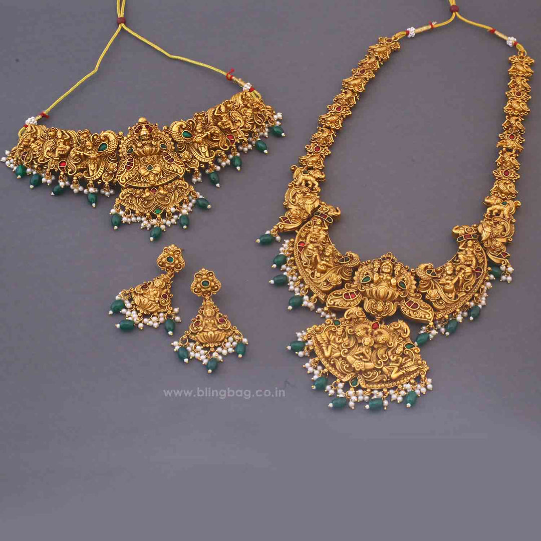 Golden Bhuvaneshwarii Bridal Temple Jewellery Set - New Arrival