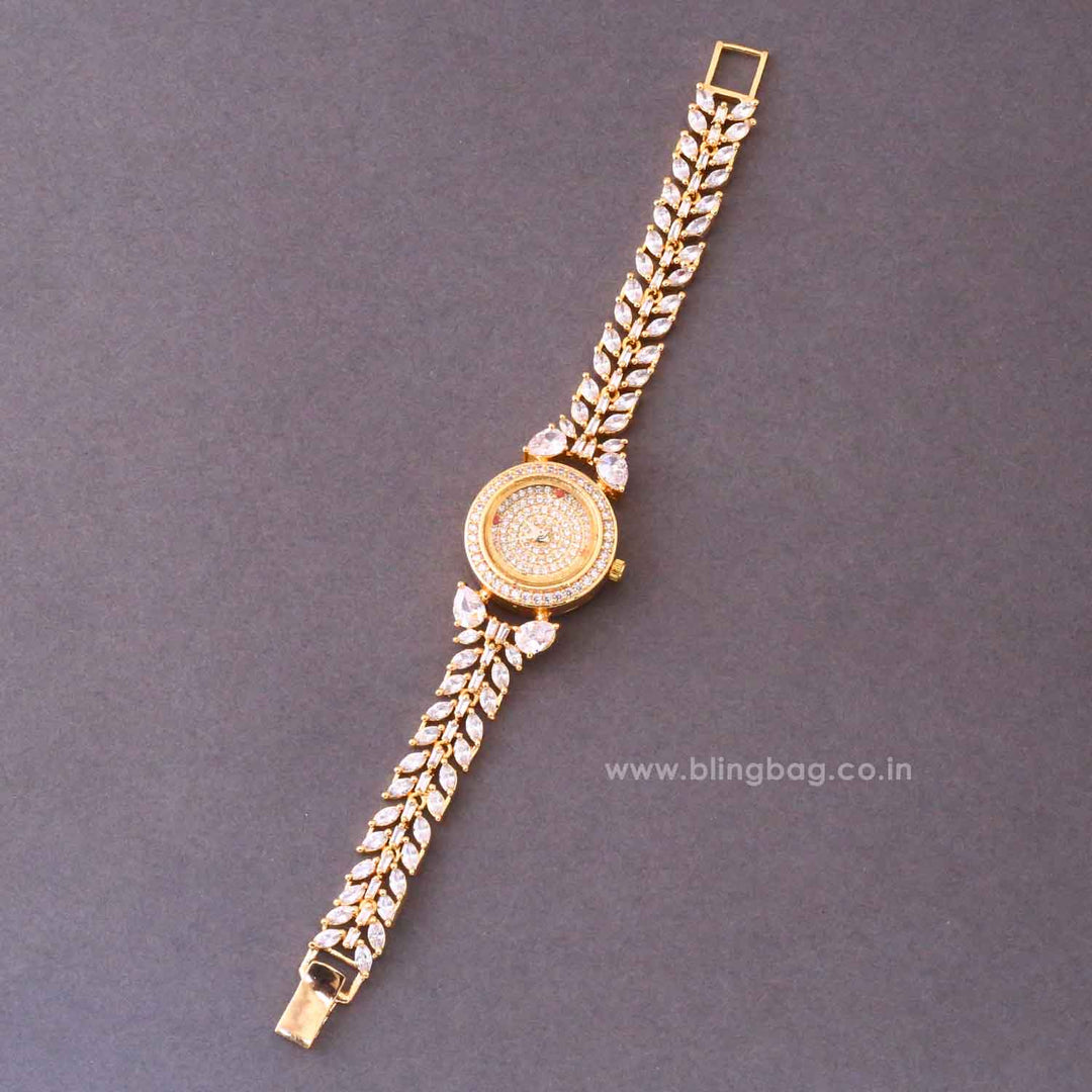Golden Biancabella Zirconia Watch