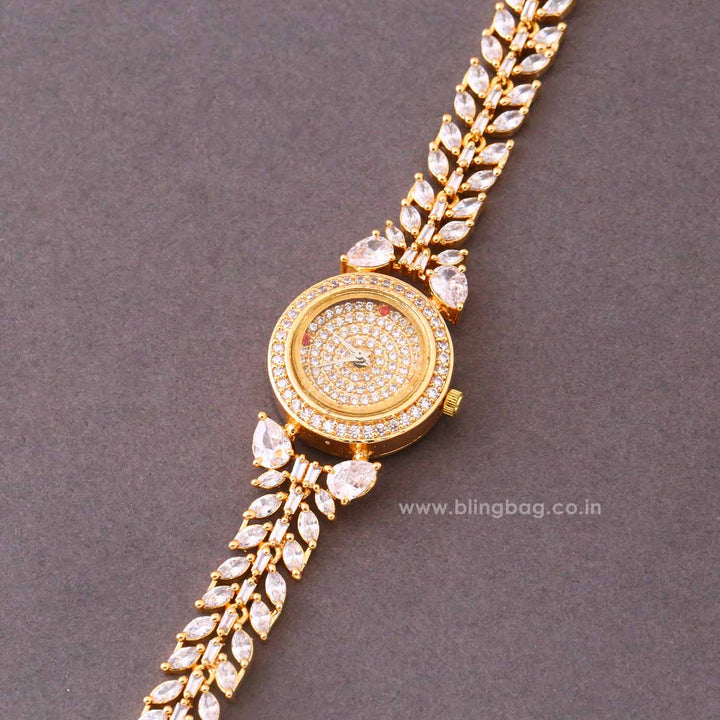 Golden Biancabella Zirconia Watch