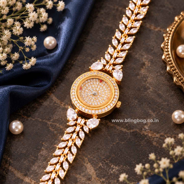 Golden Biancabella Zirconia Watch