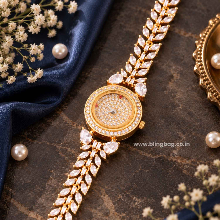 Golden Biancabella Zirconia Watch