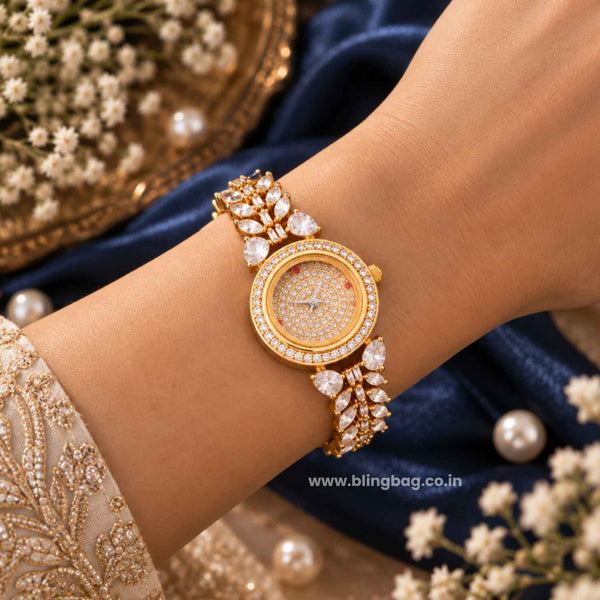 Golden Biancabella Zirconia Watch
