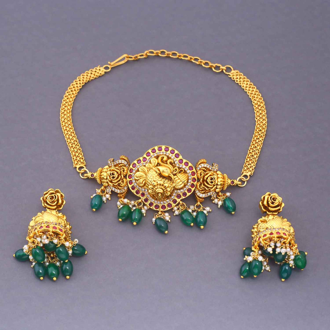 Golden Bijali Antique Jewellery Set - New Arrival