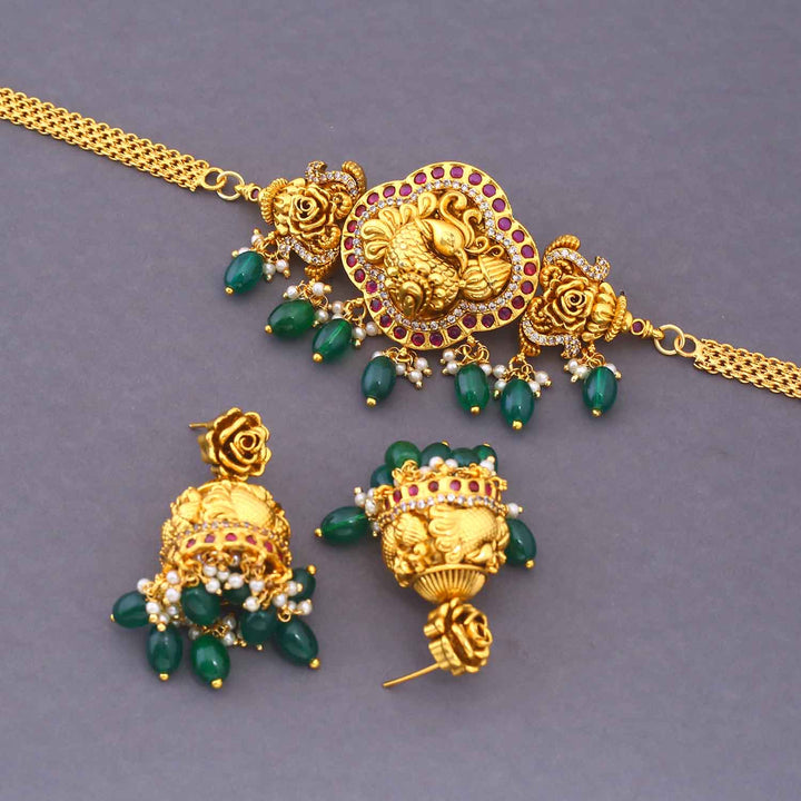 Golden Bijali Antique Jewellery Set - New Arrival