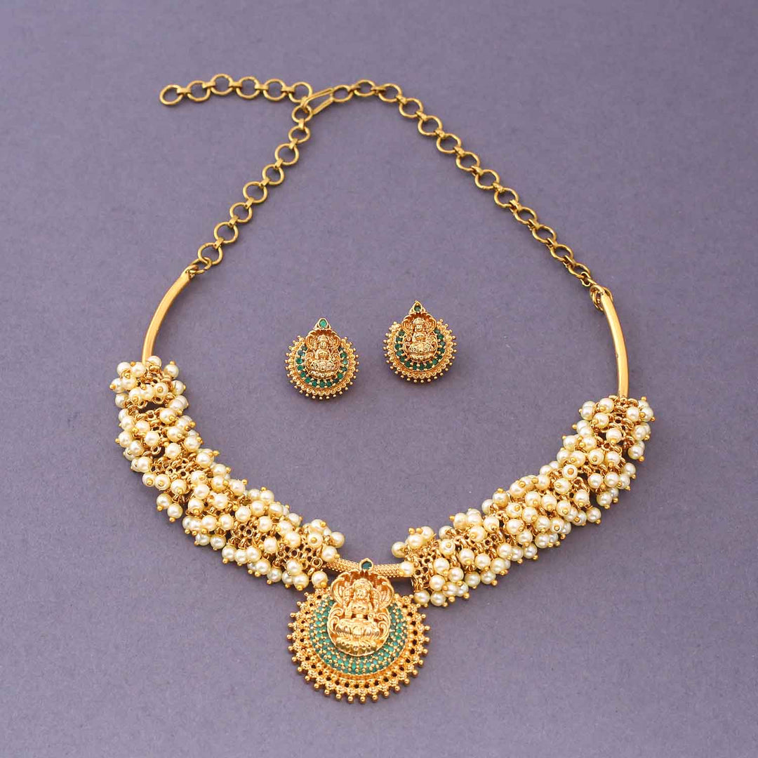 Golden Bijnathi Temple Jewellery Set-New Arrival