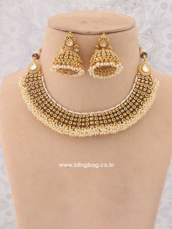 Golden Brahma Temple Jewellery Set