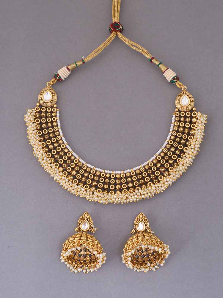 Golden Brahma Temple Jewellery Set
