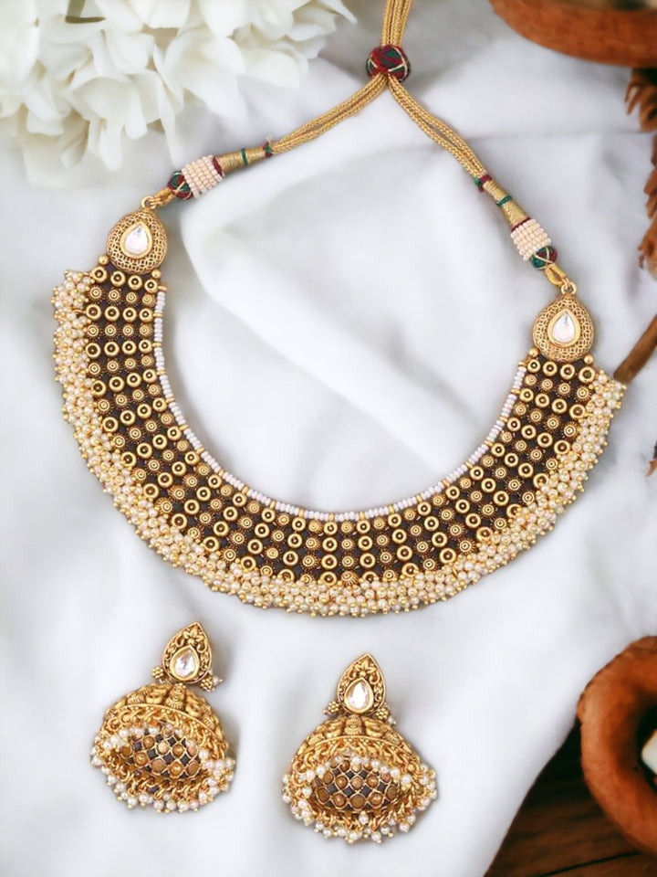 Golden Brahma Temple Jewellery Set
