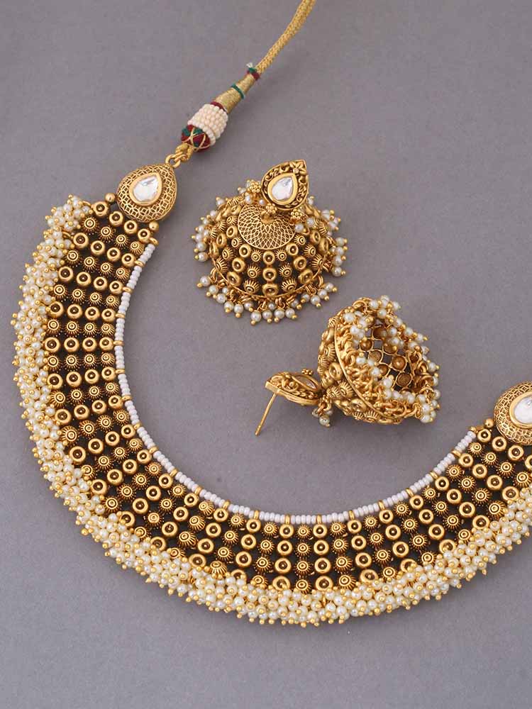Golden Brahma Temple Jewellery Set