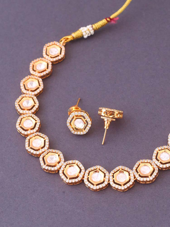 Golden Caitya Zirconia Jewellery Set