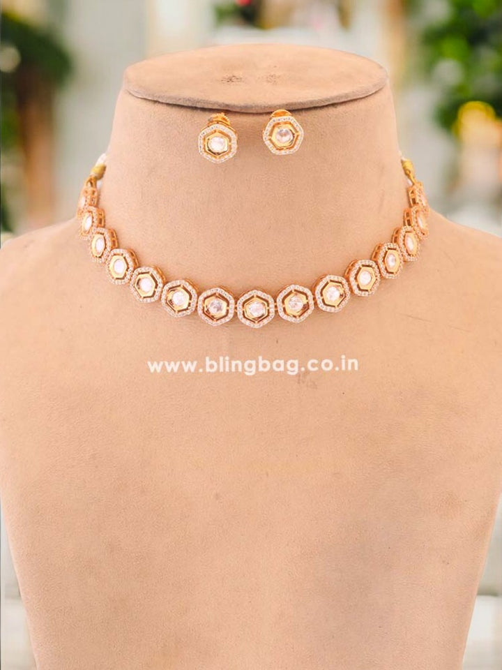 Golden Caitya Zirconia Jewellery Set