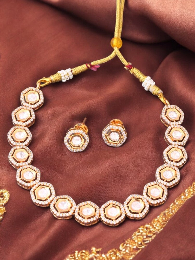Golden Caitya Zirconia Jewellery Set