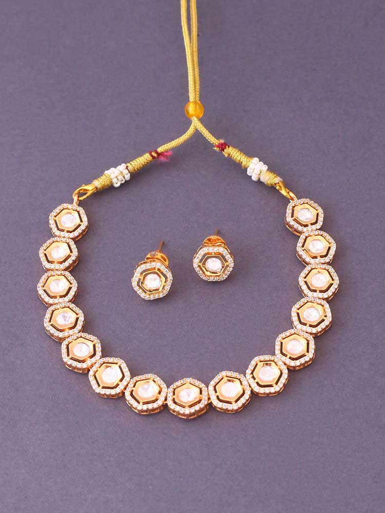 Golden Caitya Zirconia Jewellery Set