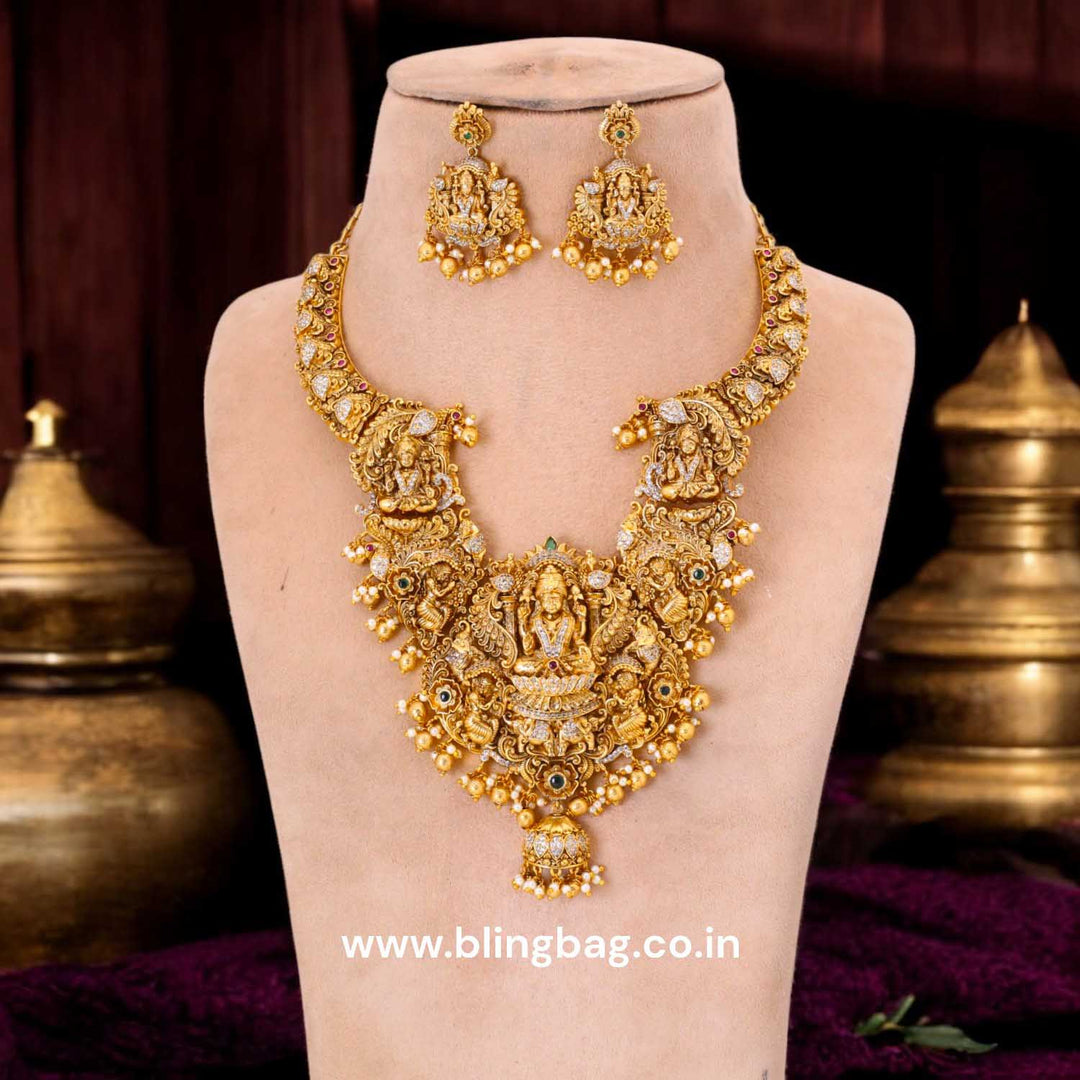 Golden Chaturmukha 3D Temple Jewellery Set- New Arrival