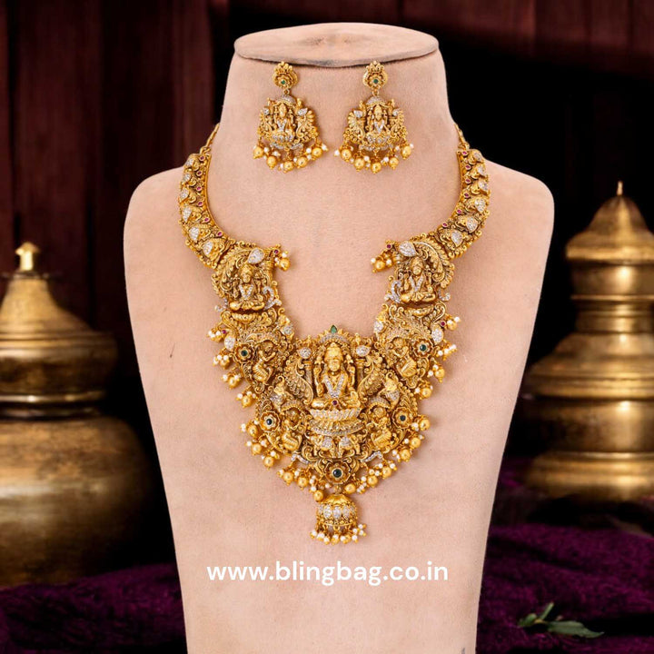 Golden Chaturmukha 3D Temple Jewellery Set- New Arrival