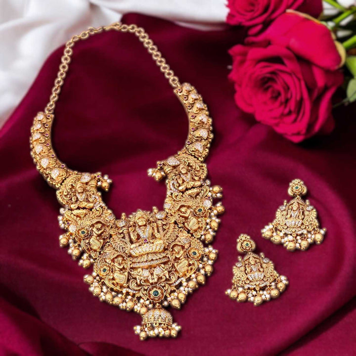 Golden Chaturmukha 3D Temple Jewellery Set- New Arrival