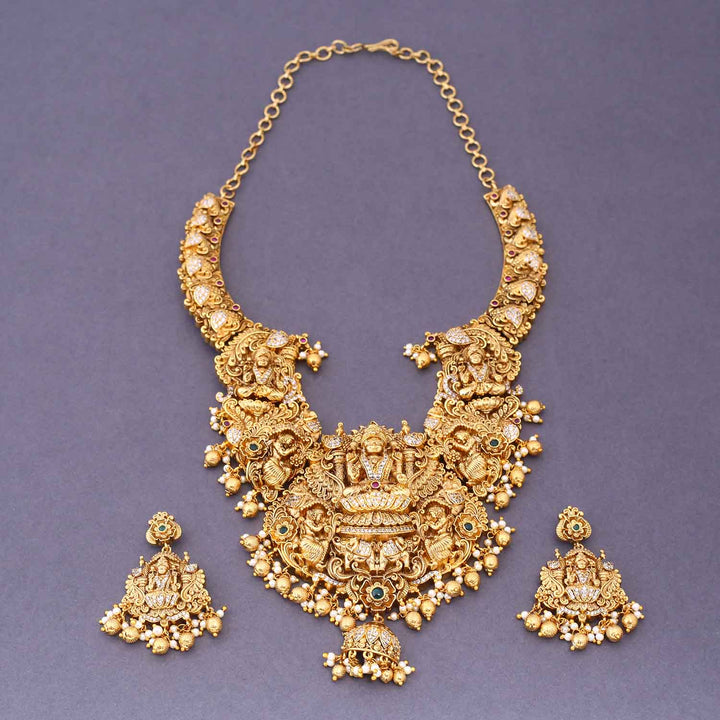 Golden Chaturmukha 3D Temple Jewellery Set- New Arrival