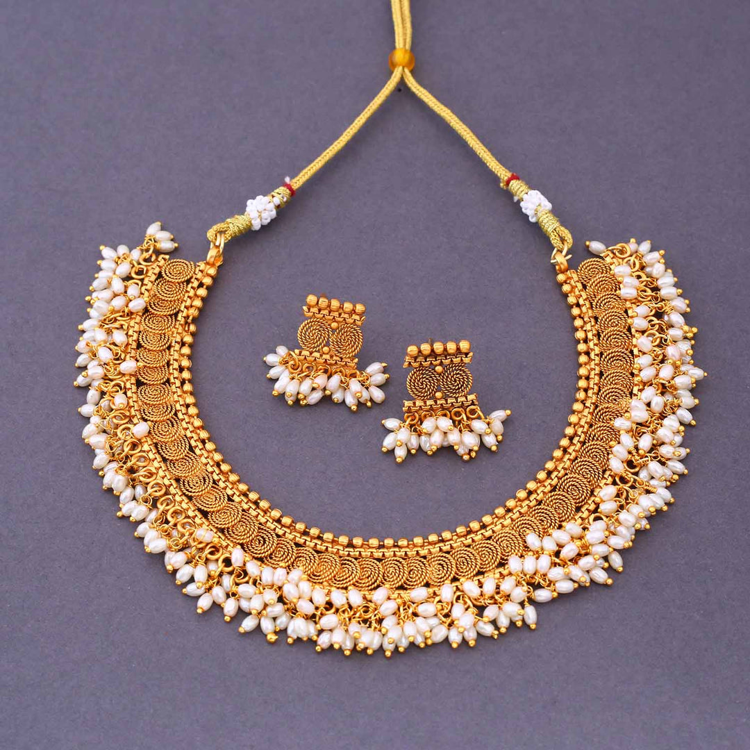 Golden Chhavi Antique Jewellery Set - New Arrival