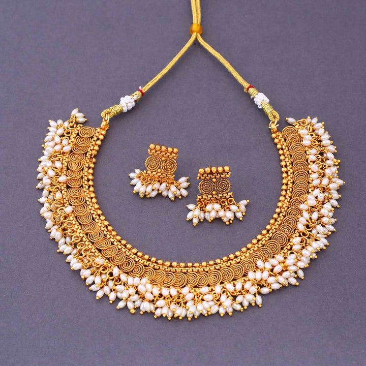 Golden Chhavi Antique Jewellery Set - New Arrival