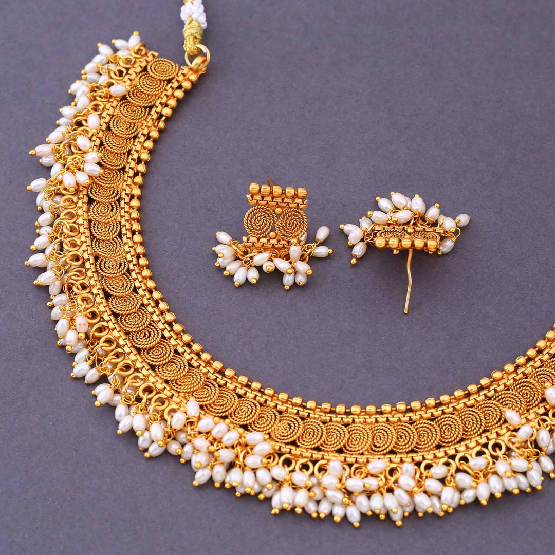 Golden Chhavi Antique Jewellery Set - New Arrival