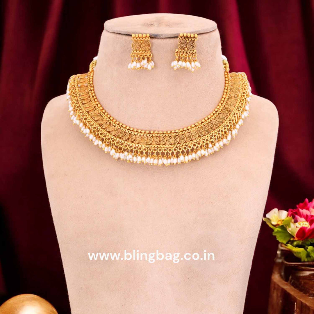 Golden Chhavi Antique Jewellery Set - New Arrival
