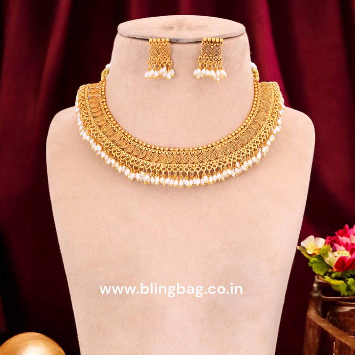 Golden Chhavi Antique Jewellery Set - New Arrival
