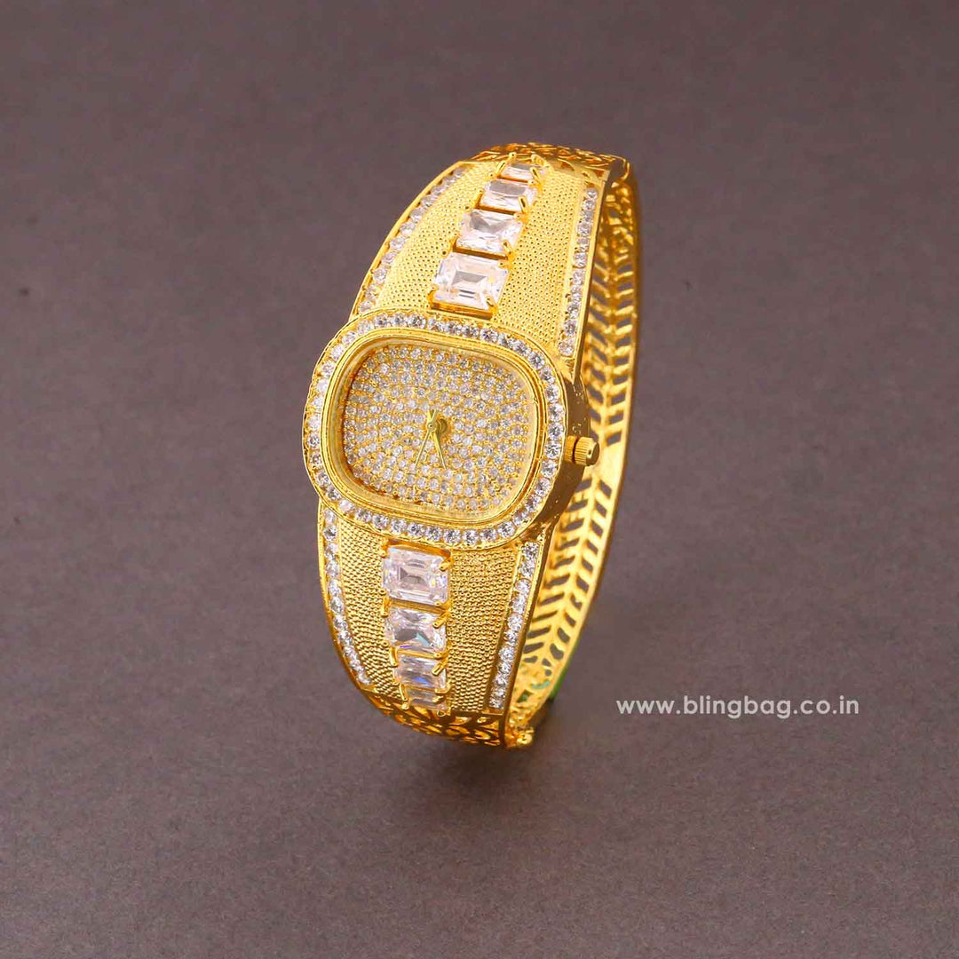 Golden Clairelyn Zirconia Watch