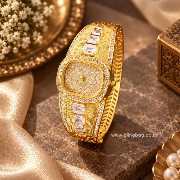 Golden Clairelyn Zirconia Watch