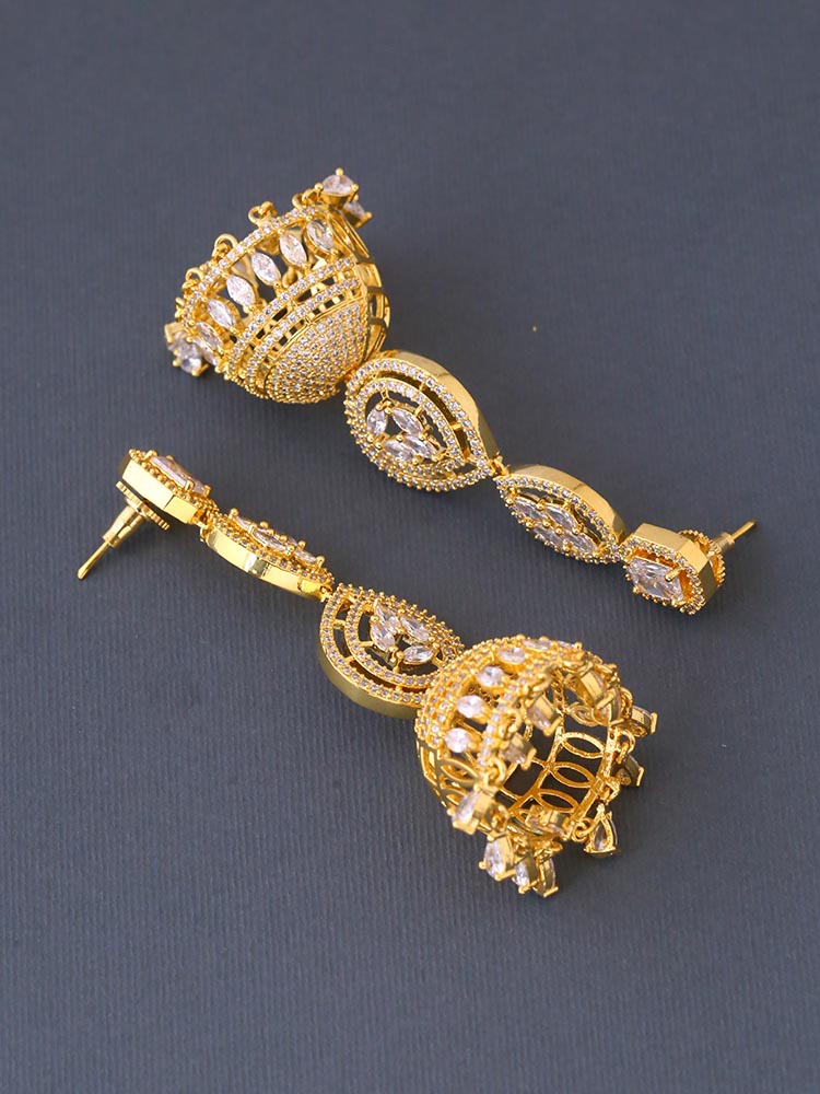 Golden Cornelia Zirconia Jhumkis