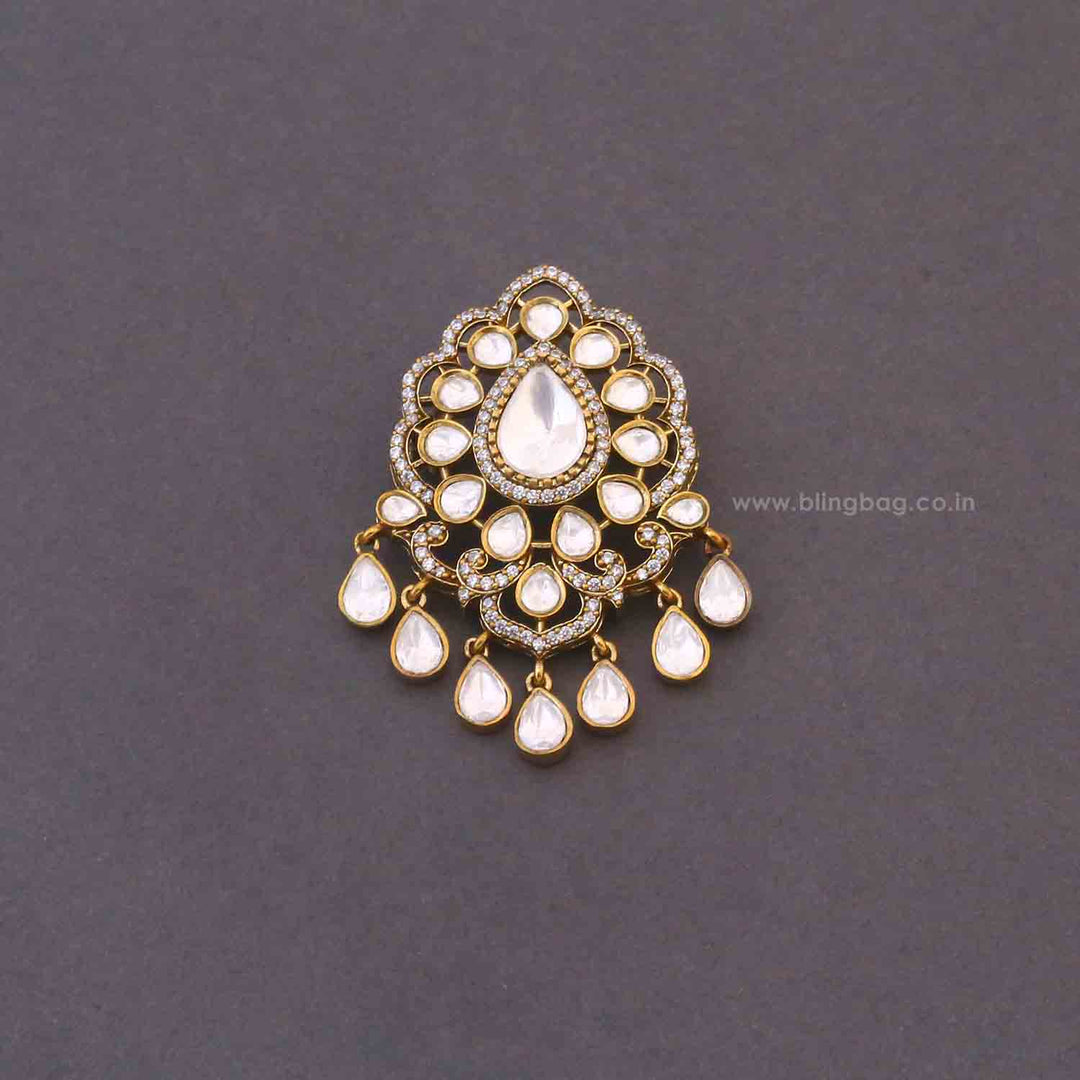 Golden Crystal Crest Brooch