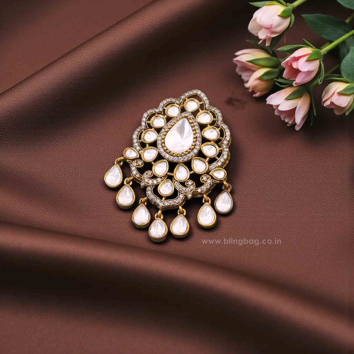 Golden Crystal Crest Brooch