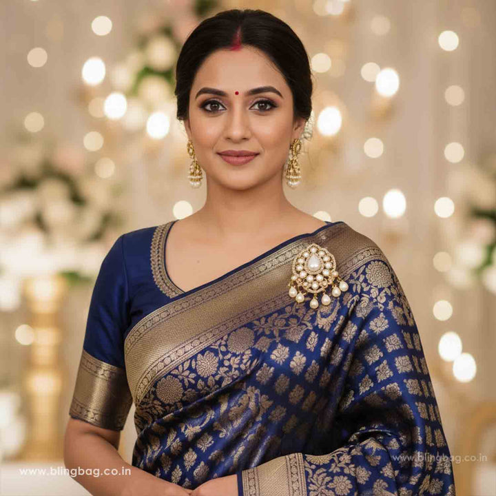 Golden Crystal Crest Brooch