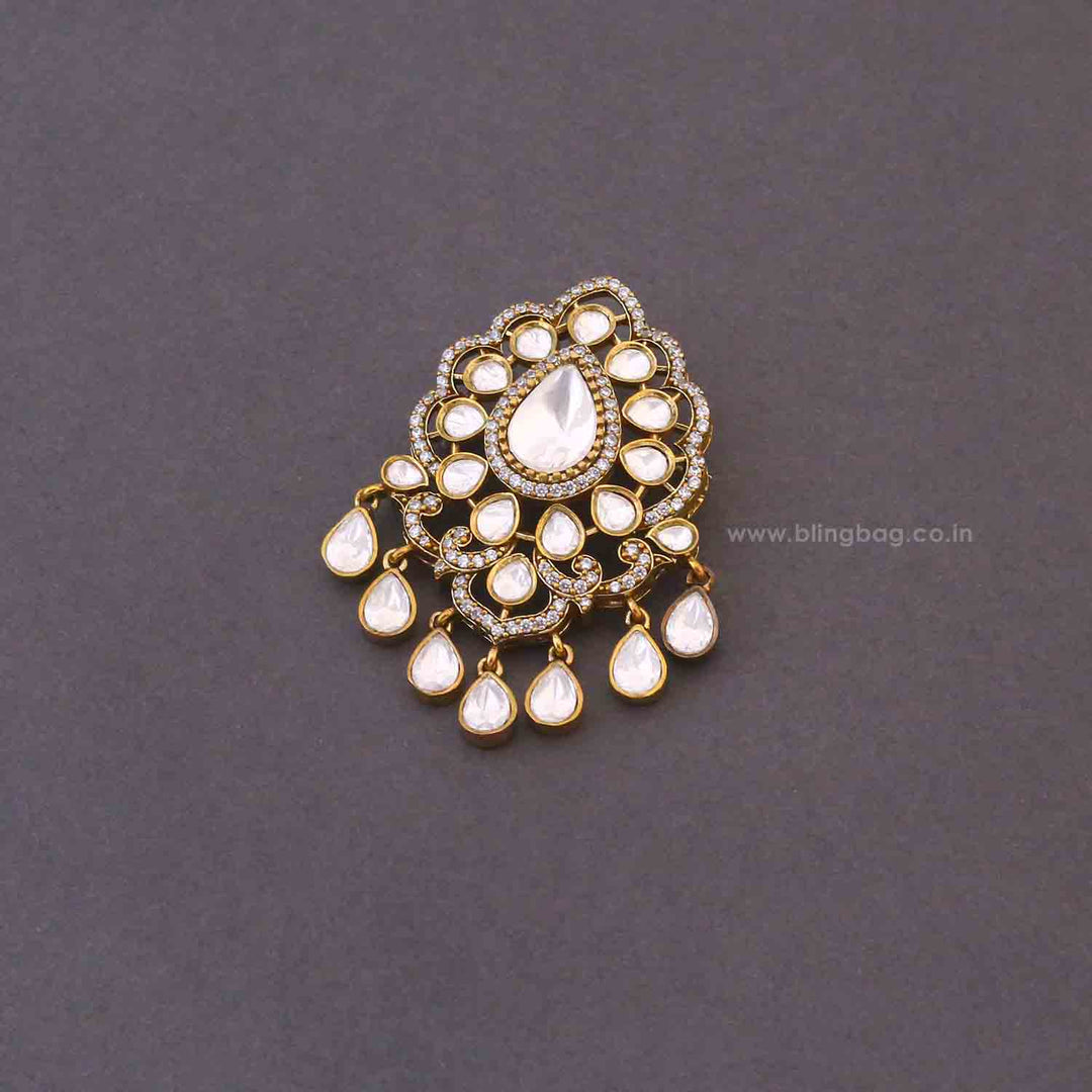 Golden Crystal Crest Brooch