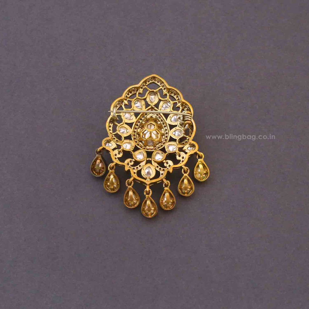 Golden Crystal Crest Brooch
